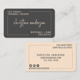 Modern Simple Life Coach Personal Trainer   Grey  Business Card