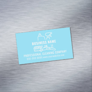 Modern Simple Light Blue Cleaning Company Magnetic Business Card