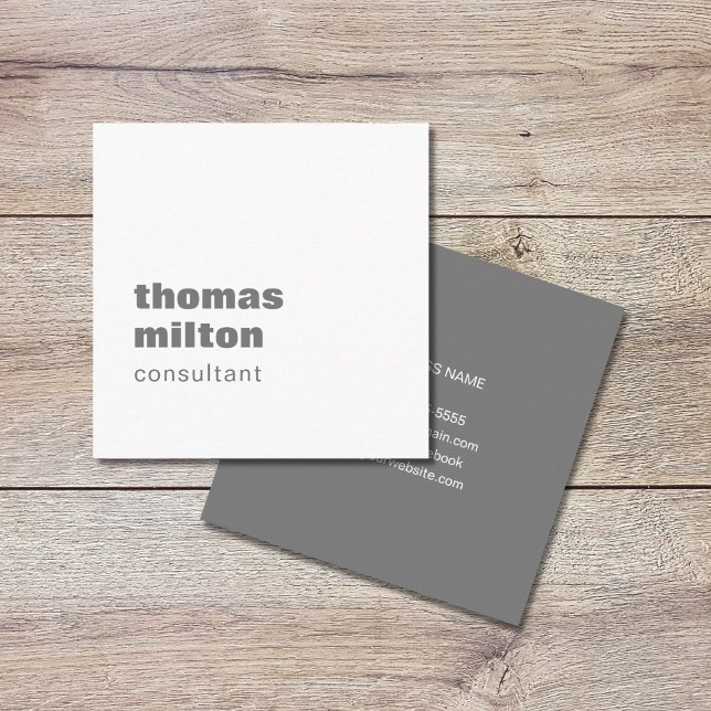 Modern Simple Light Grey White Consultant Square Business Card (Creator Uploaded)