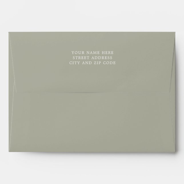 Modern Simple Light Sage Green Boho Wedding Envelope (Back (Top Flap))