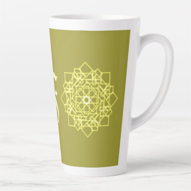 Modern Simple line stripes floral monogram name Latte Mug (Right)