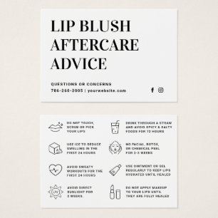 Modern Simple Lip Blush Lip Tattoo Aftercare Card