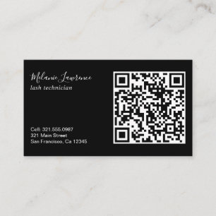 Modern Simple Logo QR Code Black Business Card