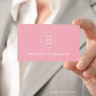 Modern Simple Logo QR Code Blush Pink Business Card