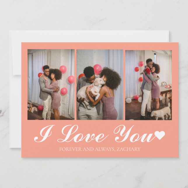 Modern Simple Love valentines day couple 3 photo Holiday Card (Front)