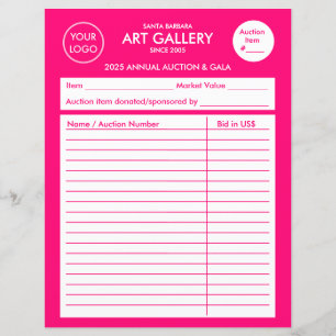 Modern Simple Magenta Add Logo Auction Biding