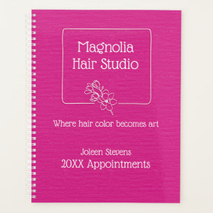 Modern Simple  Magenta Magnolia Logo Hair Studio Planner