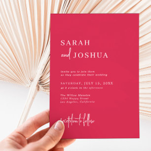 Modern Simple Magenta Script Summer Wedding Invitation