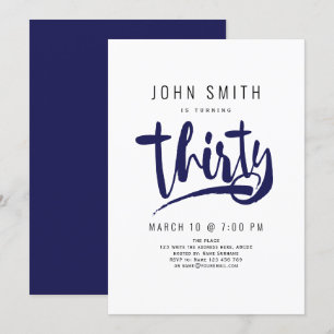 Modern, Simple, Male Thirty celebration Birthday Invitation