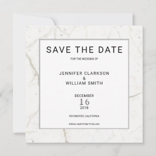 Modern simple marble white Wedding Save the Date