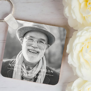 Modern Simple Memorial Remembrance Custom Photo Key Ring