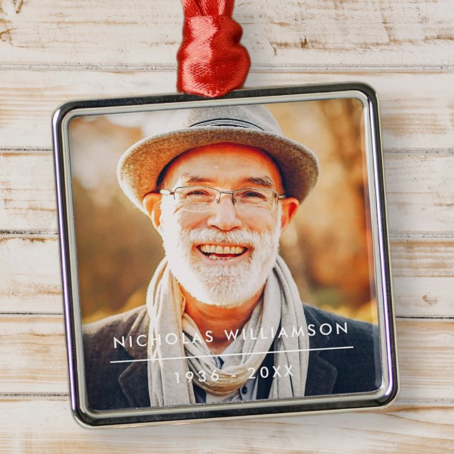 Modern Simple Memorial Remembrance Custom Photo Metal Tree Decoration (Creator Uploaded)
