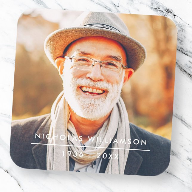 Modern Simple Memorial Remembrance Custom Photo Square Sticker (Creator Uploaded)