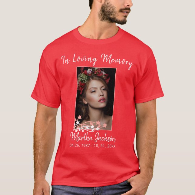 Modern Simple Memorial Remembrance Custom Photo  T-Shirt (Front)