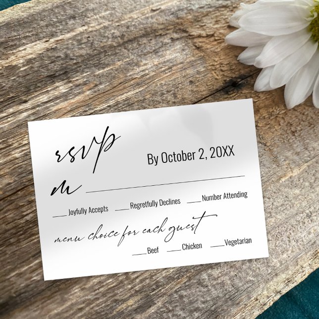Modern Simple Menu Choice Wedding RSVP Card (Creator Uploaded)