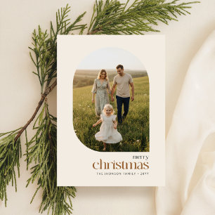 Modern Simple Merry Christmas Family Photo Holiday Postcard