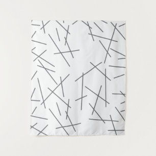 Modern, simple, messy, trendy graphic line pattern tapestry
