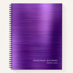 Modern Simple Metallic Brushed Purple Notebook