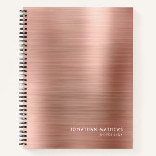 Modern Simple Metallic Brushed Rose Gold Notebook