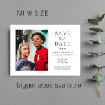 Modern simple MINI SIZE photo wedding save date Card<br><div class="desc">Trendy elegant budget wedding save the date custom photo announcement small note cards with envelopes included (if you'd like, you can upgrade to bigger sized) featuring a modern typography script and your custom text. Easy to personalise with your picture and details! You have the possibility to change the colours of...</div>