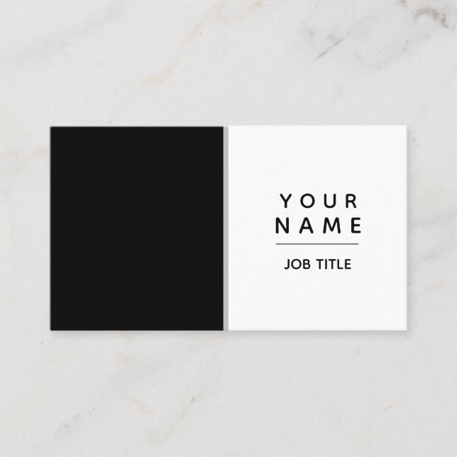Modern Simple Minimal Black and White Colour Block Business Card (Front)