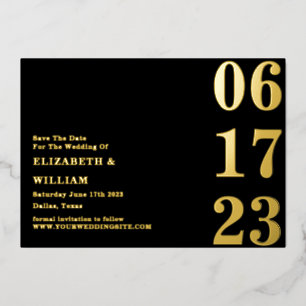 Modern Simple Minimal Black & Gold Save The Date