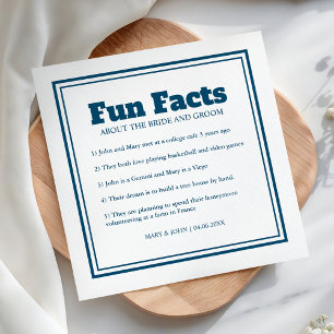 Modern Simple Minimal Blue Fun Facts Wedding Napkin