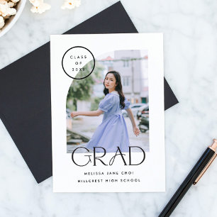 Modern Simple Minimal Curved Arch Graduation Announcement