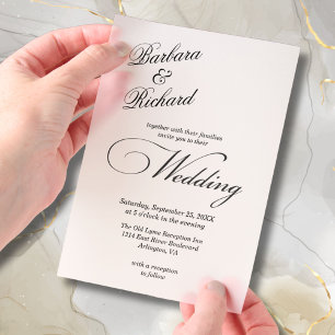 Modern Simple Minimal Elegant Cover Wedding Vellum Invitations