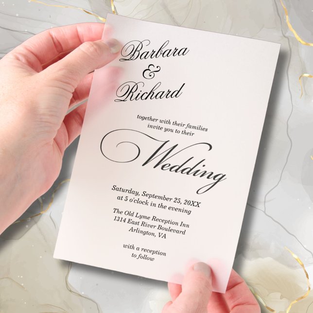 Modern Simple Minimal Elegant Cover Wedding  Vellum Invitations (Creator Uploaded)