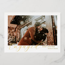 modern simple minimal Engaged Christmas photo