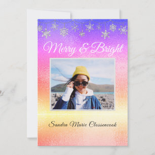Modern Simple Minimal Metalic Rainbow Christmas Announcement