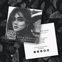 Modern Simple Minimal Photo QR Code Social Media