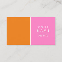 Modern Simple Minimal Pink and Orange Colour Block
