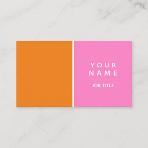 Modern Simple Minimal Pink and Orange Colour Block Business Card