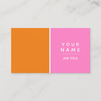 Modern Simple Minimal Pink and Orange Colour Block Business Card