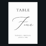 Modern Simple Minimal Table Four Luxury Wedding Number<br><div class="desc">This beautiful table number is the perfect addition to your modern and minimalist wedding. The black and white design, with its elegant hand lettered calligraphy script font, will add a touch of luxury and uniqueness to your wedding reception. The table number four is easy to customise - simply click "Personalise"...</div>