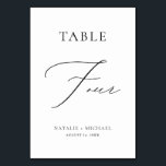 Modern Simple Minimal Table Four Luxury Wedding Number<br><div class="desc">This beautiful table number is the perfect addition to your modern and minimalist wedding. The black and white design, with its elegant hand lettered calligraphy script font, will add a touch of luxury and uniqueness to your wedding reception. The table number four is easy to customise - simply click "Personalise"...</div>