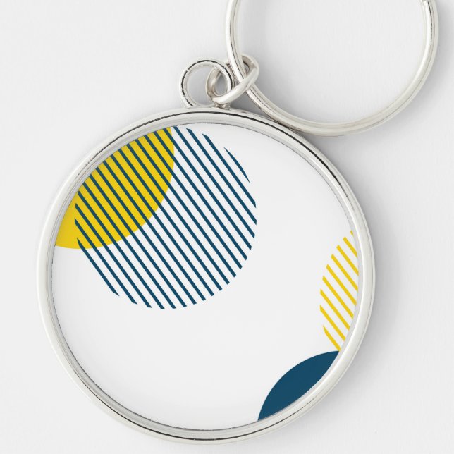 Modern, simple, minimal, trendy urban abstract art key ring (Front)