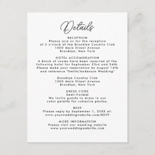 Modern Simple Minimal Website Wedding RSVP Details Enclosure Card