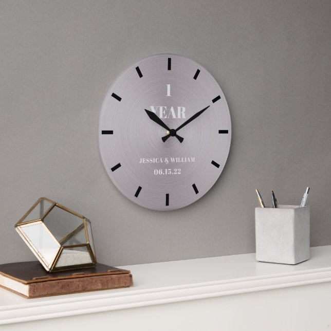 Modern Simple Minimal Wedding Anniversary Keepsake Large Clock (Office)