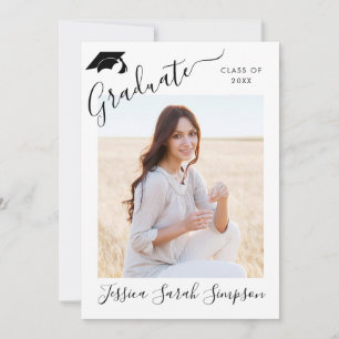 Modern Simple Minimalist 2 PHOTO Graduation Party Invitation