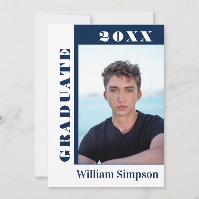 Modern Simple Minimalist 2 PHOTO Graduation Party Invitation (Front)
