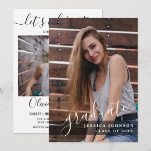 Modern Simple Minimalist 2 PHOTO Graduation Party  Invitation