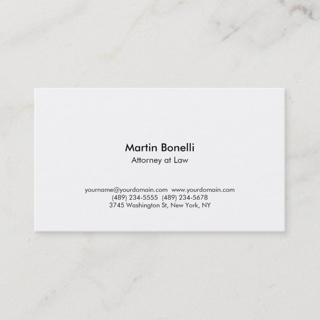 Modern Simple Minimalist Attorney Business Card (Front)