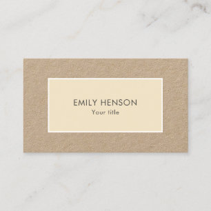 Modern Simple Minimalist Beige Frame Kraft Business Card