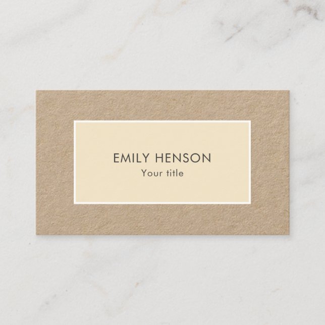 Modern Simple Minimalist Beige Frame Kraft Business Card (Front)