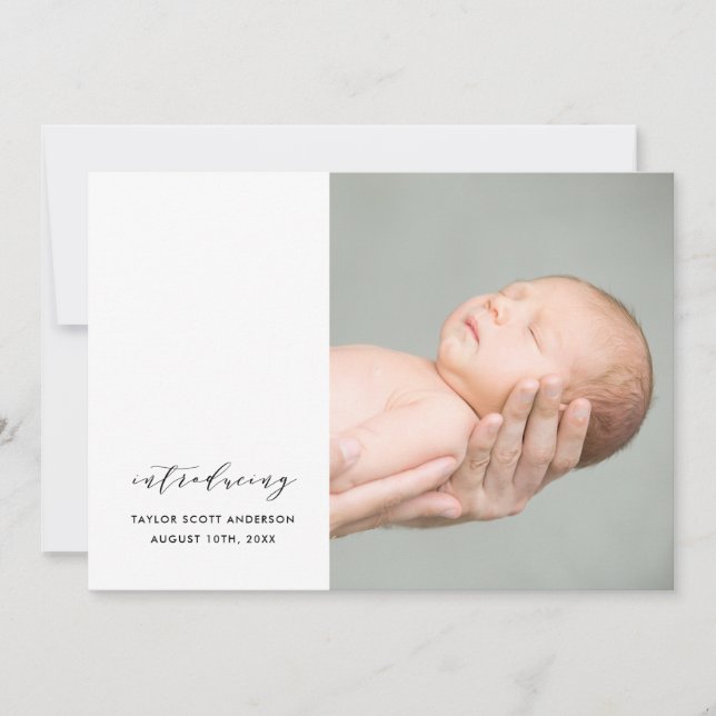 Modern Simple Minimalist Birth Announcement (Front)