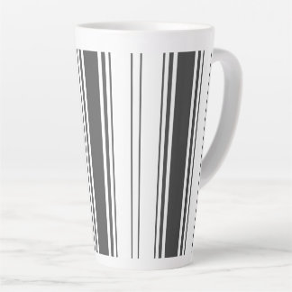 Modern simple minimalist black and white stripes latte mug