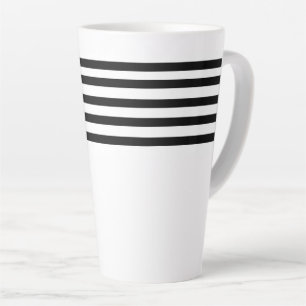 Modern simple minimalist black and white stripes latte mug
